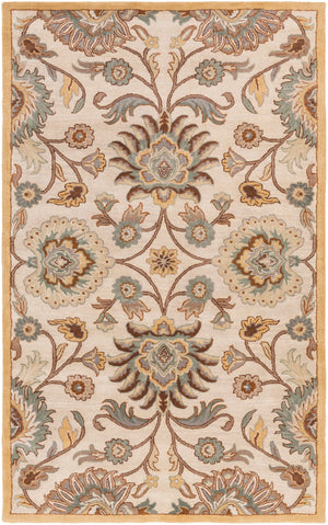Caesar CAE-1012 Traditional Wool Rug CAE1012-58 Medium Gray, Beige, Camel, Dark Brown, Taupe, Charcoal 100% Wool 5' x 8'