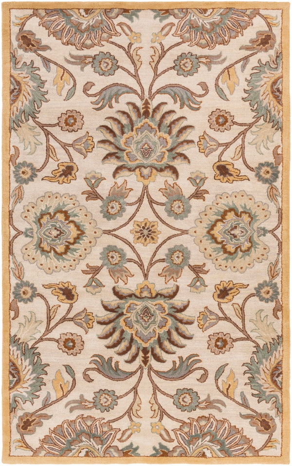 Caesar CAE-1012 Traditional Wool Rug CAE1012-58 Medium Gray, Beige, Camel, Dark Brown, Taupe, Charcoal 100% Wool 5' x 8'
