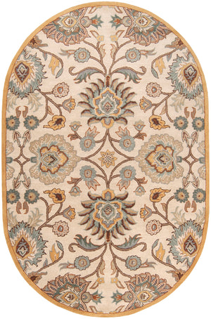 Caesar CAE-1012 Traditional Wool Rug CAE1012-69OV Medium Gray, Beige, Camel, Dark Brown, Taupe, Charcoal 100% Wool 6' x 9' Oval
