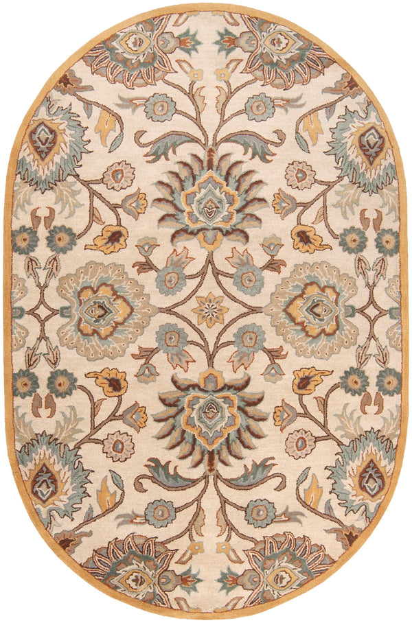 Caesar CAE-1012 Traditional Wool Rug CAE1012-69OV Medium Gray, Beige, Camel, Dark Brown, Taupe, Charcoal 100% Wool 6' x 9' Oval