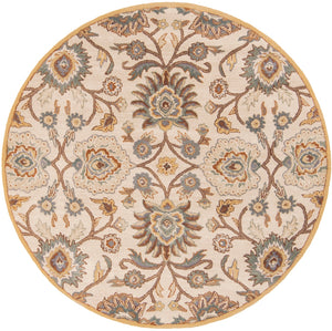 Caesar CAE-1012 Traditional Wool Rug CAE1012-99RD Medium Gray, Beige, Camel, Dark Brown, Taupe, Charcoal 100% Wool 9'9" Round