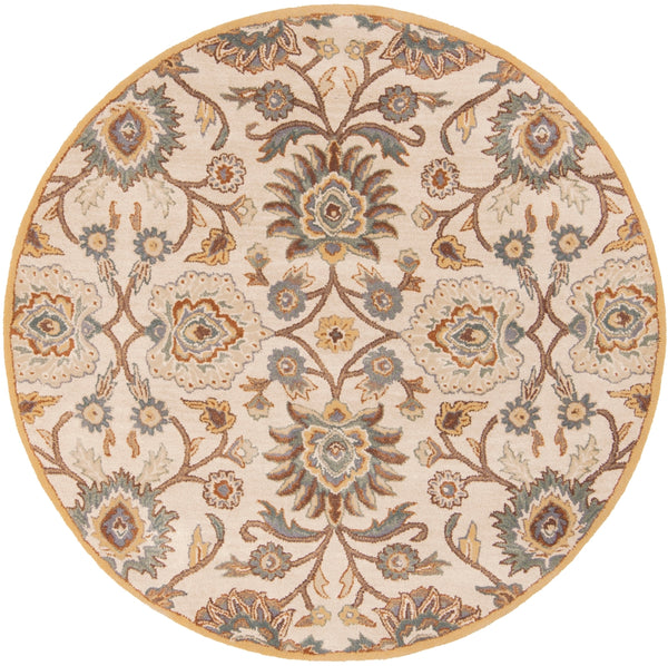 Caesar CAE-1012 Traditional Wool Rug CAE1012-99RD Medium Gray, Beige, Camel, Dark Brown, Taupe, Charcoal 100% Wool 9'9" Round