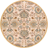 Caesar CAE-1012 Traditional Wool Rug CAE1012-8RD Medium Gray, Beige, Camel, Dark Brown, Taupe, Charcoal 100% Wool 8' Round