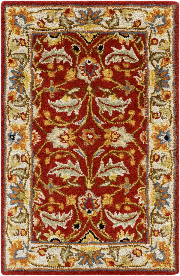 Caesar CAE-1022 Traditional Wool Rug CAE1022-912 Dark Red, Cream, Burnt Orange, Ivory, Charcoal, Dark Brown, Moss, Black, Blush, Tan 100% Wool 9' x 12'
