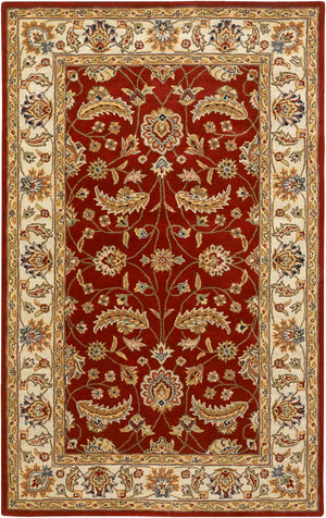Caesar CAE-1022 Traditional Wool Rug CAE1022-58 Dark Red, Cream, Burnt Orange, Ivory, Charcoal, Dark Brown, Moss, Black, Blush, Tan 100% Wool 5' x 8'