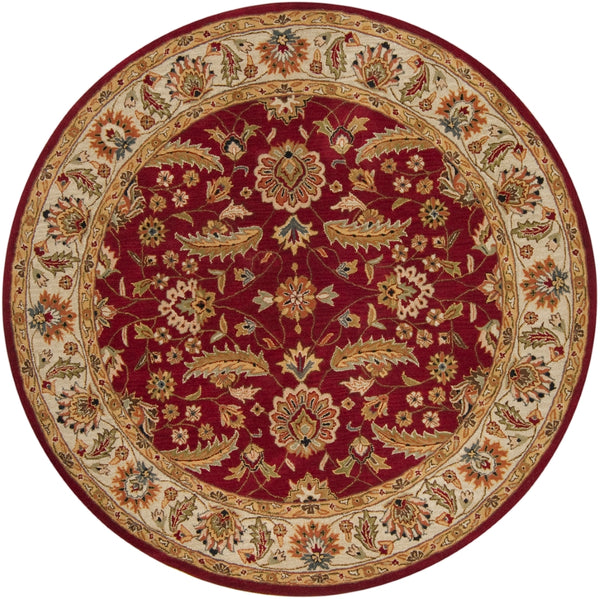 Caesar CAE-1022 Traditional Wool Rug CAE1022-99RD Dark Red, Cream, Burnt Orange, Ivory, Charcoal, Dark Brown, Moss, Black, Blush, Tan 100% Wool 9'9" Round
