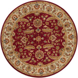 Caesar CAE-1022 Traditional Wool Rug CAE1022-99RD Dark Red, Cream, Burnt Orange, Ivory, Charcoal, Dark Brown, Moss, Black, Blush, Tan 100% Wool 9'9" Round