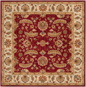 Caesar CAE-1022 Traditional Wool Rug CAE1022-99SQ Dark Red, Cream, Burnt Orange, Ivory, Charcoal, Dark Brown, Moss, Black, Blush, Tan 100% Wool 9'9" Square