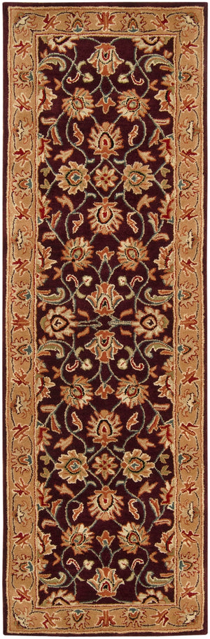 Caesar CAE-1024 Traditional Wool Rug CAE1024-312 Burgundy, Khaki, Dark Red, Camel, Black, Charcoal, Tan 100% Wool 3' x 12'