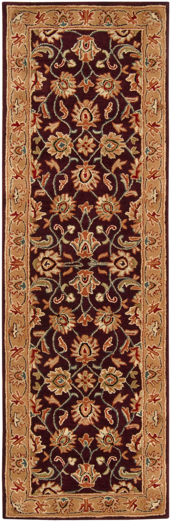 Caesar CAE-1024 Traditional Wool Rug CAE1024-312 Burgundy, Khaki, Dark Red, Camel, Black, Charcoal, Tan 100% Wool 3' x 12'