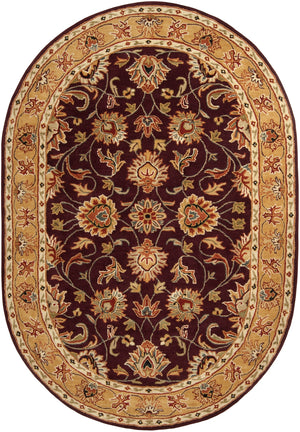 Caesar CAE-1024 Traditional Wool Rug CAE1024-69OV Burgundy, Khaki, Dark Red, Camel, Black, Charcoal, Tan 100% Wool 6' x 9' Oval