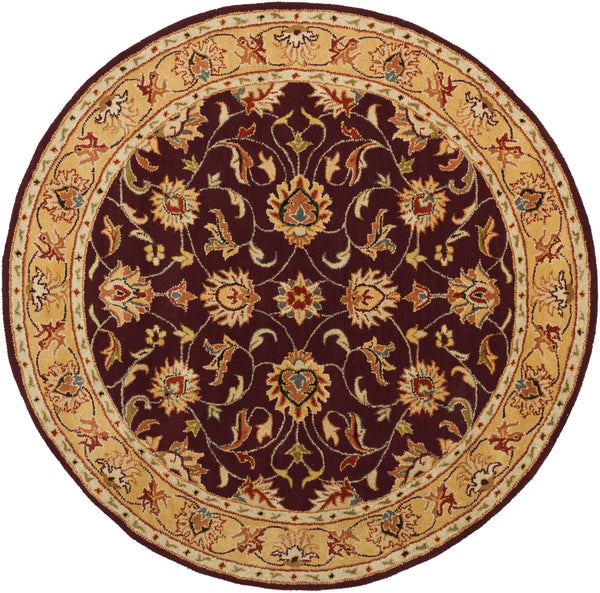 Caesar CAE-1024 Traditional Wool Rug CAE1024-99RD Burgundy, Khaki, Dark Red, Camel, Black, Charcoal, Tan 100% Wool 9'9" Round