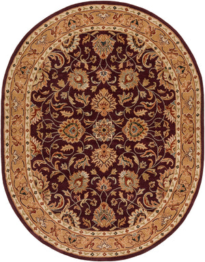 Caesar CAE-1024 Traditional Wool Rug CAE1024-810OV Burgundy, Khaki, Dark Red, Camel, Black, Charcoal, Tan 100% Wool 8' x 10' Oval