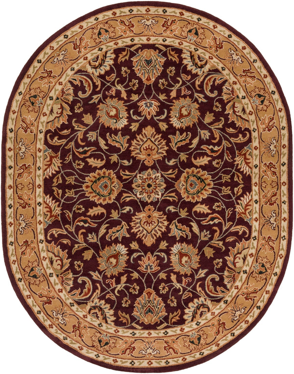 Caesar CAE-1024 Traditional Wool Rug CAE1024-810OV Burgundy, Khaki, Dark Red, Camel, Black, Charcoal, Tan 100% Wool 8' x 10' Oval