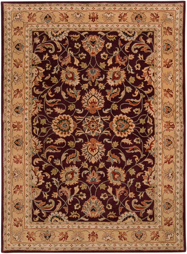 Caesar CAE-1024 Traditional Wool Rug CAE1024-811 Burgundy, Khaki, Dark Red, Camel, Black, Charcoal, Tan 100% Wool 8' x 11'