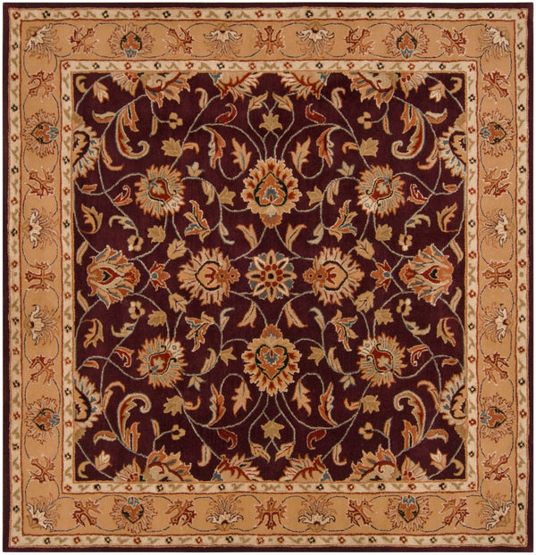 Caesar CAE-1024 Traditional Wool Rug CAE1024-99SQ Burgundy, Khaki, Dark Red, Camel, Black, Charcoal, Tan 100% Wool 9'9" Square