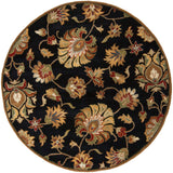 Caesar CAE-1027 Traditional Wool Rug CAE1027-99RD Black, Beige, Dark Brown, Khaki, Tan, Camel, Taupe, Dark Red, Medium Gray, Clay 100% Wool 9'9" Round