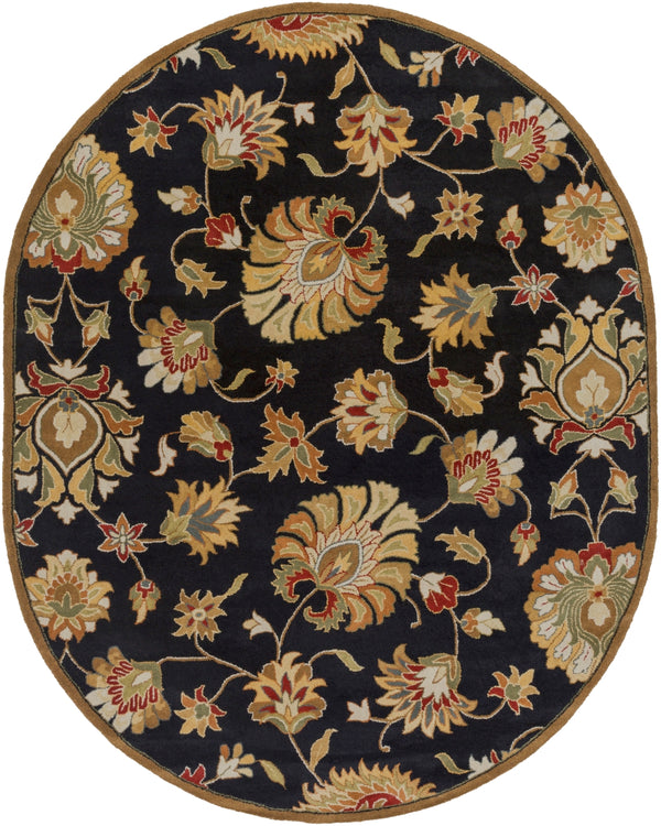 Caesar CAE-1027 Traditional Wool Rug CAE1027-810OV Black, Beige, Dark Brown, Khaki, Tan, Camel, Taupe, Dark Red, Medium Gray, Clay 100% Wool 8' x 10' Oval
