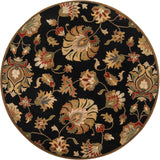 Caesar CAE-1027 Traditional Wool Rug CAE1027-8RD Black, Beige, Dark Brown, Khaki, Tan, Camel, Taupe, Dark Red, Medium Gray, Clay 100% Wool 8' Round