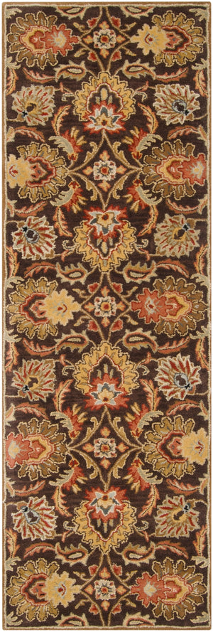 Caesar CAE-1028 Traditional Wool Rug CAE1028-312 Dark Brown, Garnet, Camel, Clay, Khaki, Black, Light Gray, Medium Gray, Wheat, Ivory 100% Wool 3' x 12'