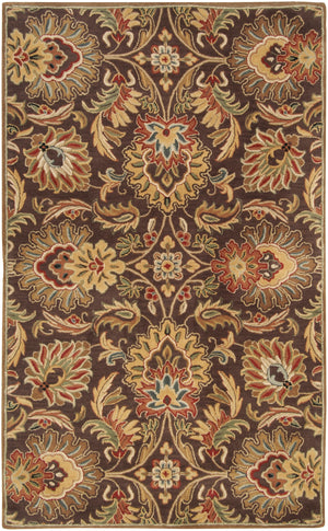 Caesar CAE-1028 Traditional Wool Rug CAE1028-58 Dark Brown, Garnet, Camel, Clay, Khaki, Black, Light Gray, Medium Gray, Wheat, Ivory 100% Wool 5' x 8'