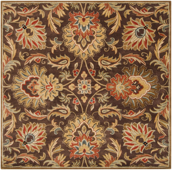 Caesar CAE-1028 Traditional Wool Rug CAE1028-99SQ Dark Brown, Garnet, Camel, Clay, Khaki, Black, Light Gray, Medium Gray, Wheat, Ivory 100% Wool 9'9" Square