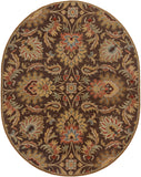 Caesar CAE-1028 Traditional Wool Rug CAE1028-810OV Dark Brown, Garnet, Camel, Clay, Khaki, Black, Light Gray, Medium Gray, Wheat, Ivory 100% Wool 8' x 10' Oval