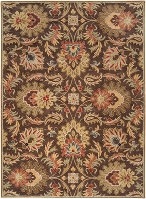Caesar CAE-1028 Traditional Wool Rug CAE1028-811 Dark Brown, Garnet, Camel, Clay, Khaki, Black, Light Gray, Medium Gray, Wheat, Ivory 100% Wool 8' x 11'