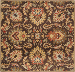 Caesar CAE-1028 Traditional Wool Rug CAE1028-8SQ Dark Brown, Garnet, Camel, Clay, Khaki, Black, Light Gray, Medium Gray, Wheat, Ivory 100% Wool 8' Square