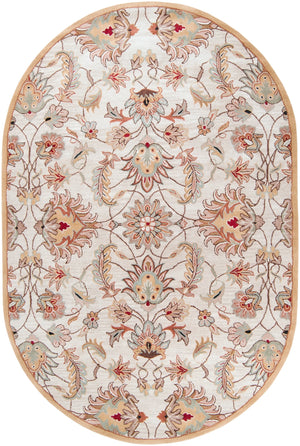Caesar CAE-1029 Traditional Wool Rug CAE1029-69OV Blush, Camel, Taupe, Dark Brown, Dark Red, Medium Gray, Teal, Black 100% Wool 6' x 9' Oval