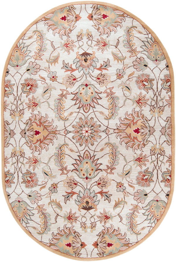 Caesar CAE-1029 Traditional Wool Rug CAE1029-69OV Blush, Camel, Taupe, Dark Brown, Dark Red, Medium Gray, Teal, Black 100% Wool 6' x 9' Oval