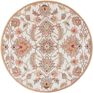 Caesar CAE-1029 Traditional Wool Rug CAE1029-99RD Blush, Camel, Taupe, Dark Brown, Dark Red, Medium Gray, Teal, Black 100% Wool 9'9" Round