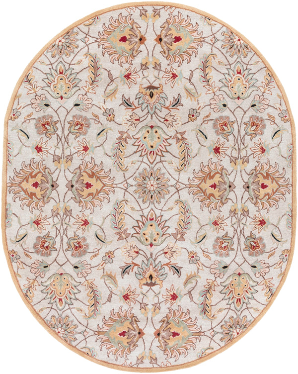 Caesar CAE-1029 Traditional Wool Rug CAE1029-810OV Blush, Camel, Taupe, Dark Brown, Dark Red, Medium Gray, Teal, Black 100% Wool 8' x 10' Oval