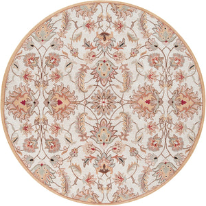 Caesar CAE-1029 Traditional Wool Rug CAE1029-8RD Blush, Camel, Taupe, Dark Brown, Dark Red, Medium Gray, Teal, Black 100% Wool 8' Round