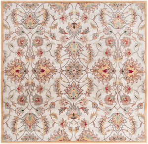 Caesar CAE-1029 Traditional Wool Rug CAE1029-99SQ Blush, Camel, Taupe, Dark Brown, Dark Red, Medium Gray, Teal, Black 100% Wool 9'9" Square