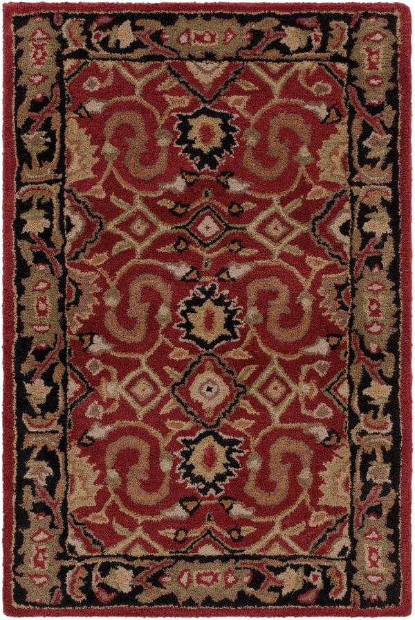 Caesar CAE-1031 Traditional Wool Rug CAE1031-912 Burgundy, Black, Khaki, Olive, Tan, Beige, Camel, Bright Red, Dark Brown 100% Wool 9' x 12'