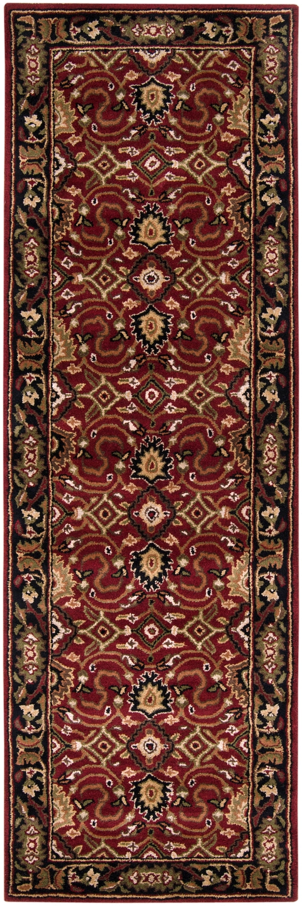 Caesar CAE-1031 Traditional Wool Rug CAE1031-312 Burgundy, Black, Khaki, Olive, Tan, Beige, Camel, Bright Red, Dark Brown 100% Wool 3' x 12'