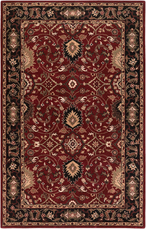 Caesar CAE-1031 Traditional Wool Rug CAE1031-58 Burgundy, Black, Khaki, Olive, Tan, Beige, Camel, Bright Red, Dark Brown 100% Wool 5' x 8'