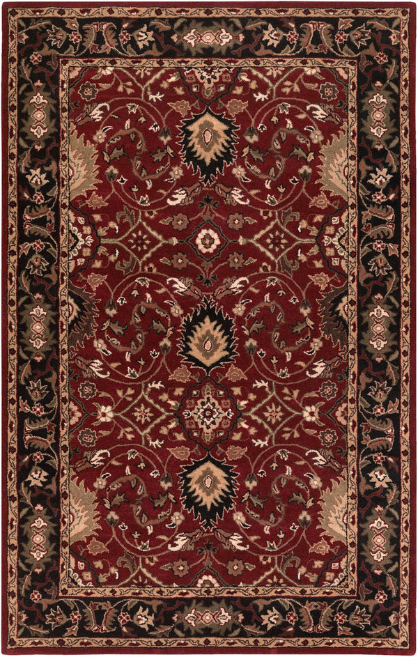Caesar CAE-1031 Traditional Wool Rug CAE1031-58 Burgundy, Black, Khaki, Olive, Tan, Beige, Camel, Bright Red, Dark Brown 100% Wool 5' x 8'