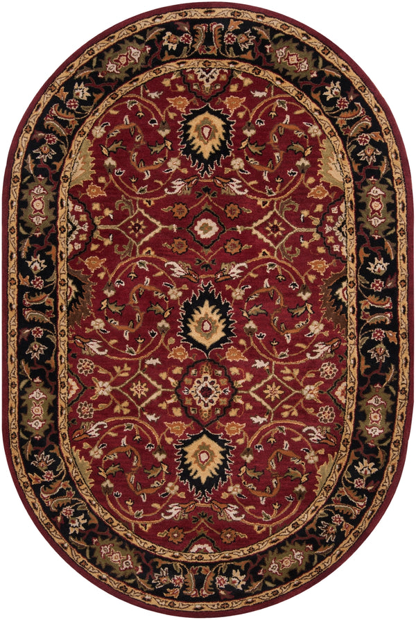 Caesar CAE-1031 Traditional Wool Rug CAE1031-69OV Burgundy, Black, Khaki, Olive, Tan, Beige, Camel, Bright Red, Dark Brown 100% Wool 6' x 9' Oval