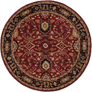 Caesar CAE-1031 Traditional Wool Rug CAE1031-99RD Burgundy, Black, Khaki, Olive, Tan, Beige, Camel, Bright Red, Dark Brown 100% Wool 9'9" Round