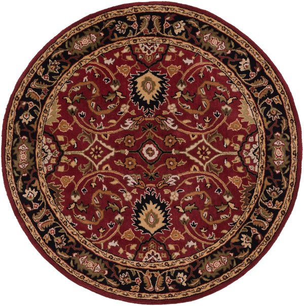 Caesar CAE-1031 Traditional Wool Rug CAE1031-99RD Burgundy, Black, Khaki, Olive, Tan, Beige, Camel, Bright Red, Dark Brown 100% Wool 9'9" Round