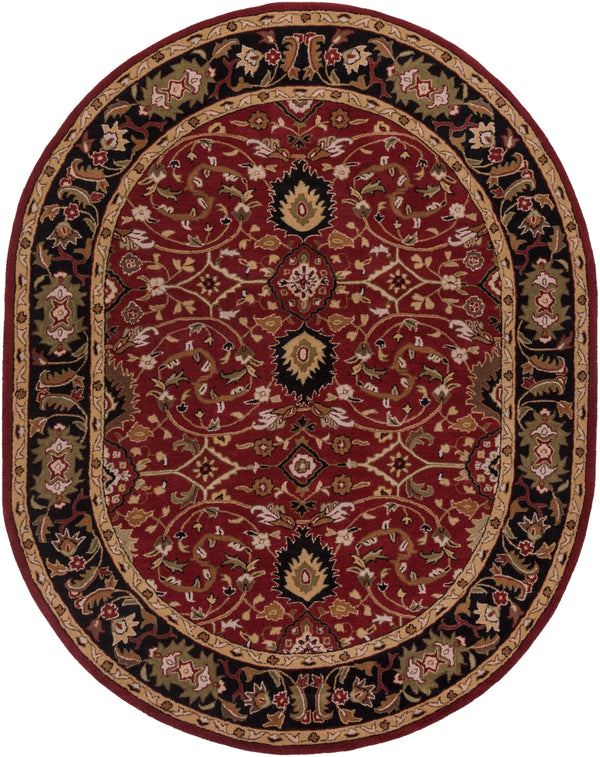 Caesar CAE-1031 Traditional Wool Rug CAE1031-810OV Burgundy, Black, Khaki, Olive, Tan, Beige, Camel, Bright Red, Dark Brown 100% Wool 8' x 10' Oval