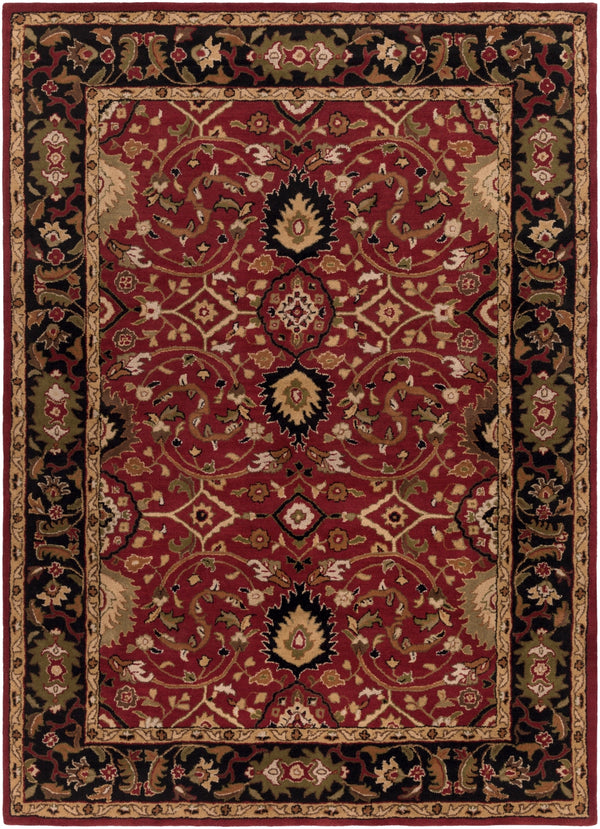 Caesar CAE-1031 Traditional Wool Rug CAE1031-811 Burgundy, Black, Khaki, Olive, Tan, Beige, Camel, Bright Red, Dark Brown 100% Wool 8' x 11'