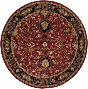 Caesar CAE-1031 Traditional Wool Rug CAE1031-8RD Burgundy, Black, Khaki, Olive, Tan, Beige, Camel, Bright Red, Dark Brown 100% Wool 8' Round