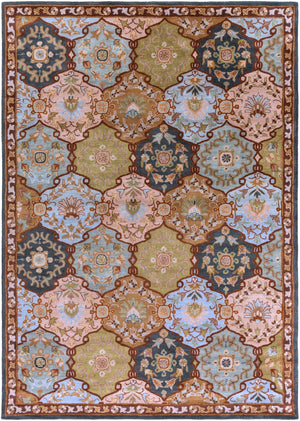 Caesar CAE-1032 Traditional Wool Rug CAE1032-811 Dark Green, Olive, Sage, Dark Brown, Camel, Medium Gray, Tan, Khaki 100% Wool 8' x 11'