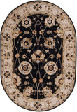 Caesar CAE-1033 Traditional Wool Rug CAE1033-69OV Black, Taupe, Beige, Tan, Dark Brown, Burnt Orange, Camel, Seafoam 100% Wool 6' x 9' Oval