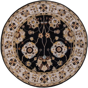 Caesar CAE-1033 Traditional Wool Rug CAE1033-99RD Black, Taupe, Beige, Tan, Dark Brown, Burnt Orange, Camel, Seafoam 100% Wool 9'9" Round