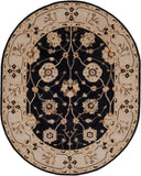 Caesar CAE-1033 Traditional Wool Rug CAE1033-810OV Black, Taupe, Beige, Tan, Dark Brown, Burnt Orange, Camel, Seafoam 100% Wool 8' x 10' Oval