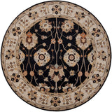 Caesar CAE-1033 Traditional Wool Rug CAE1033-8RD Black, Taupe, Beige, Tan, Dark Brown, Burnt Orange, Camel, Seafoam 100% Wool 8' Round